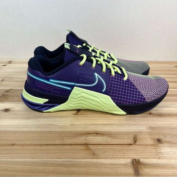 NEW Nike Metcon 8 AMP Workout Training Shoes Mens 12 Deep Purple Barely Volt - Picture 2 of 11